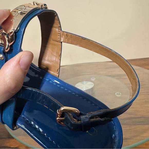 COACH Caterine Blue Patent Leather T-Strap Thong Sandals - Picture 16 of 16